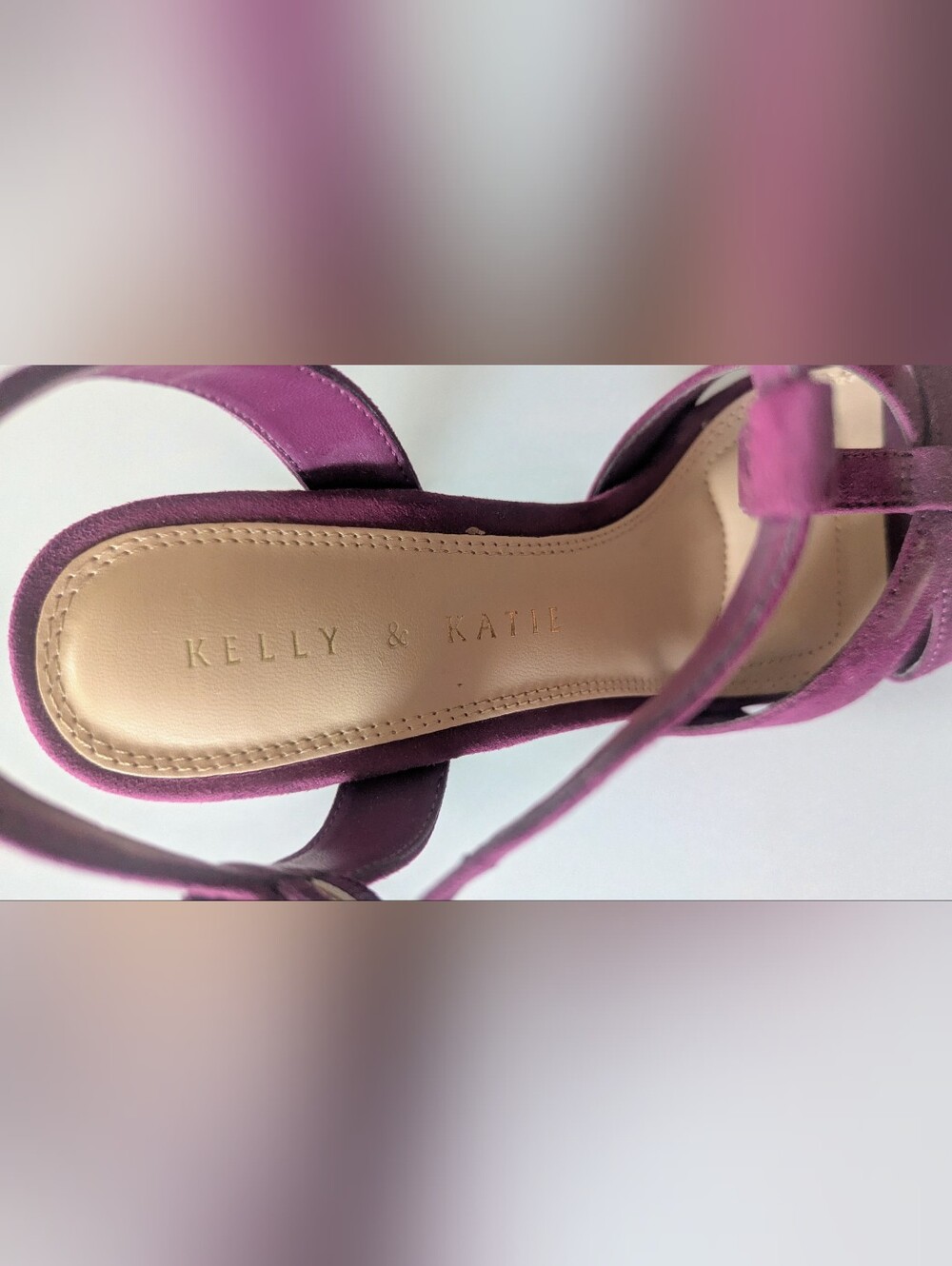 Kelly & Katie Talissa Women's Purple Suede Sandals Heels. Size 6. - Picture 7 of 14